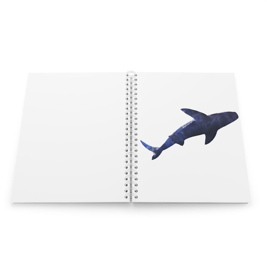 Shark Spiral Notebook with customizable covers and wide-ruled pages, featuring a semi-gloss laminated finish.