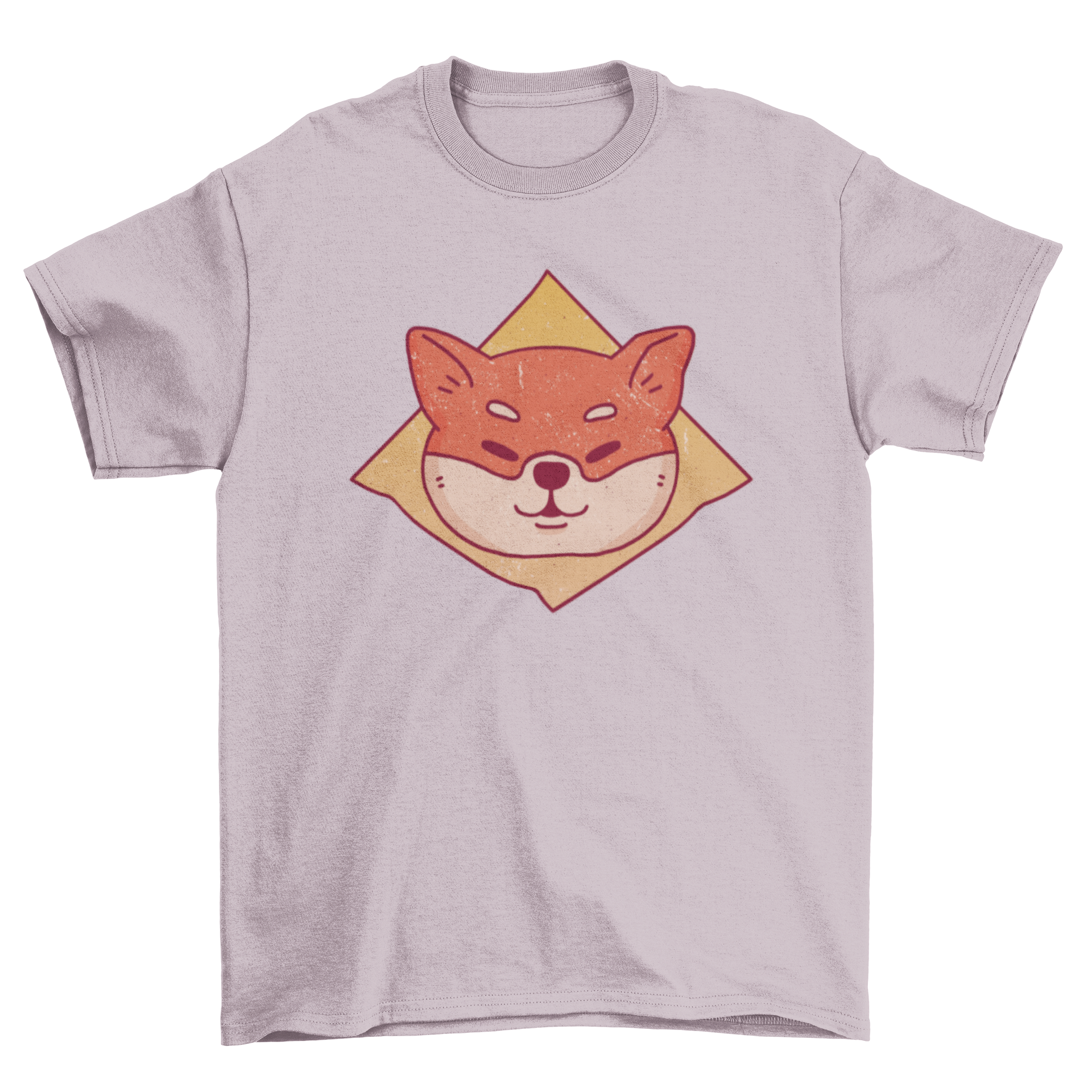 A stylish t-shirt featuring a cartoon design of a Shiba Inu dog's head, perfect for dog lovers.