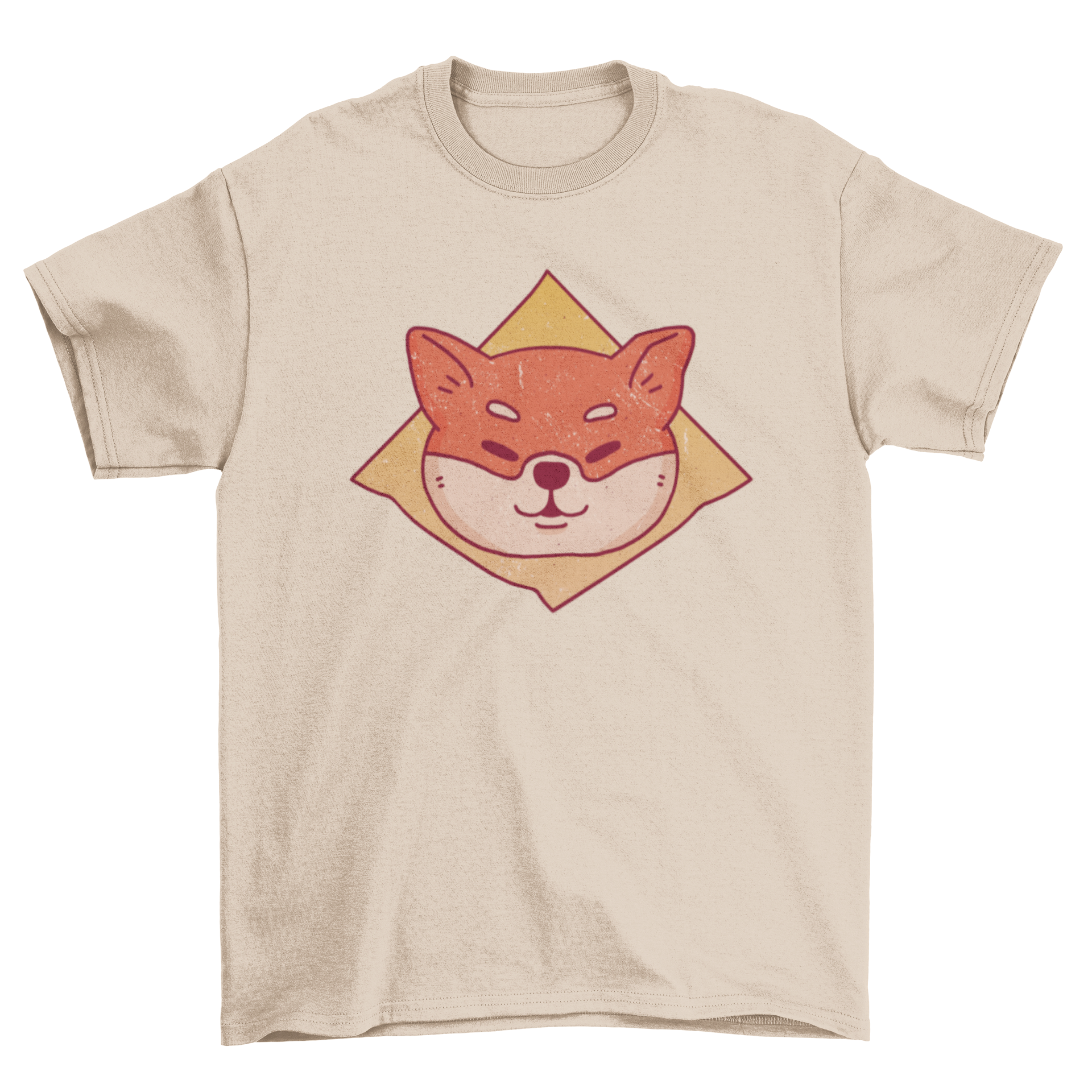 A stylish t-shirt featuring a cartoon design of a Shiba Inu dog's head, perfect for dog lovers.