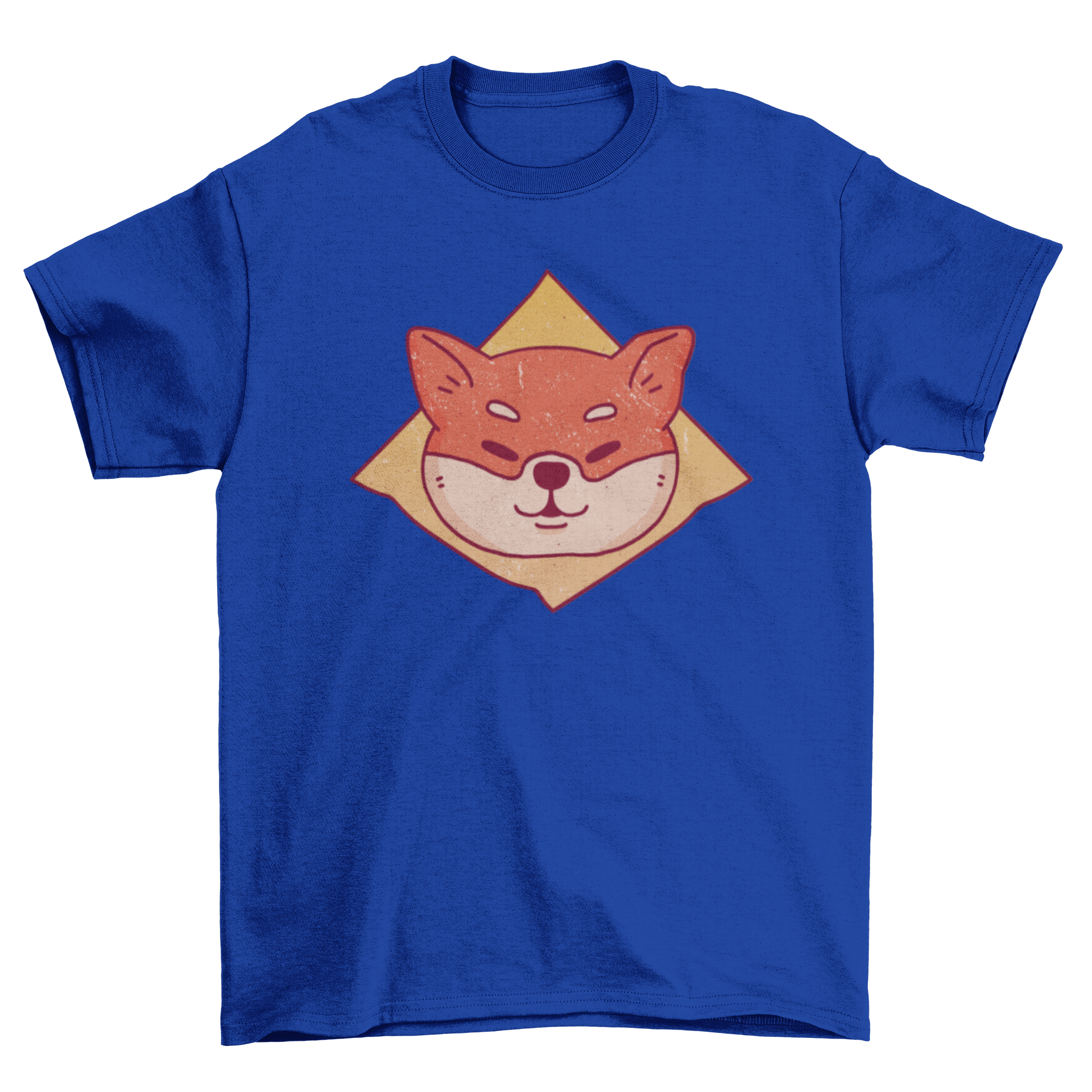 A stylish t-shirt featuring a cartoon design of a Shiba Inu dog's head, perfect for dog lovers.