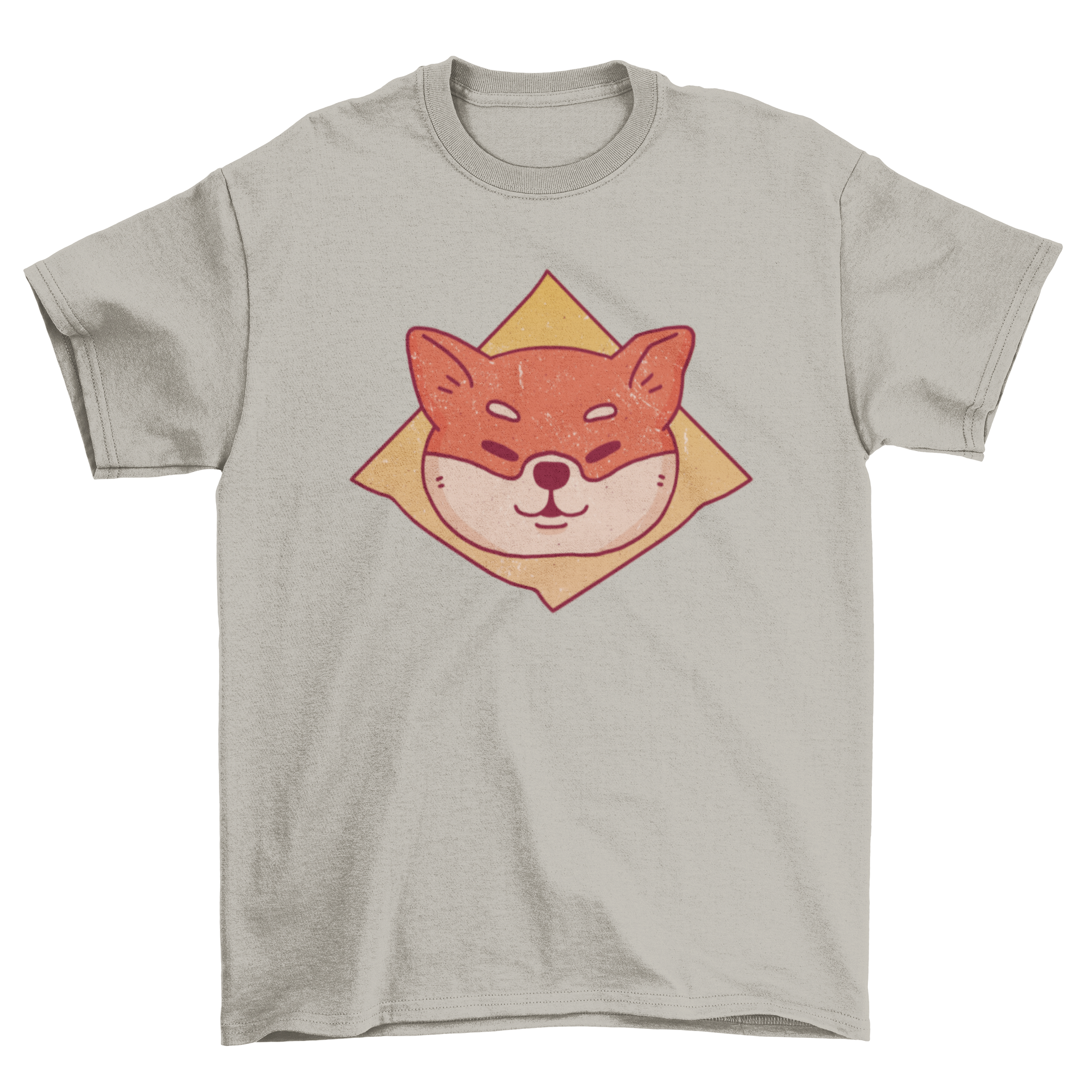 A stylish t-shirt featuring a cartoon design of a Shiba Inu dog's head, perfect for dog lovers.