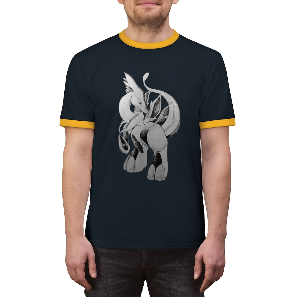 Shimeru Unisex Ringer Tee showcasing its stylish ringer design with contrasting colors, perfect for summer wear.