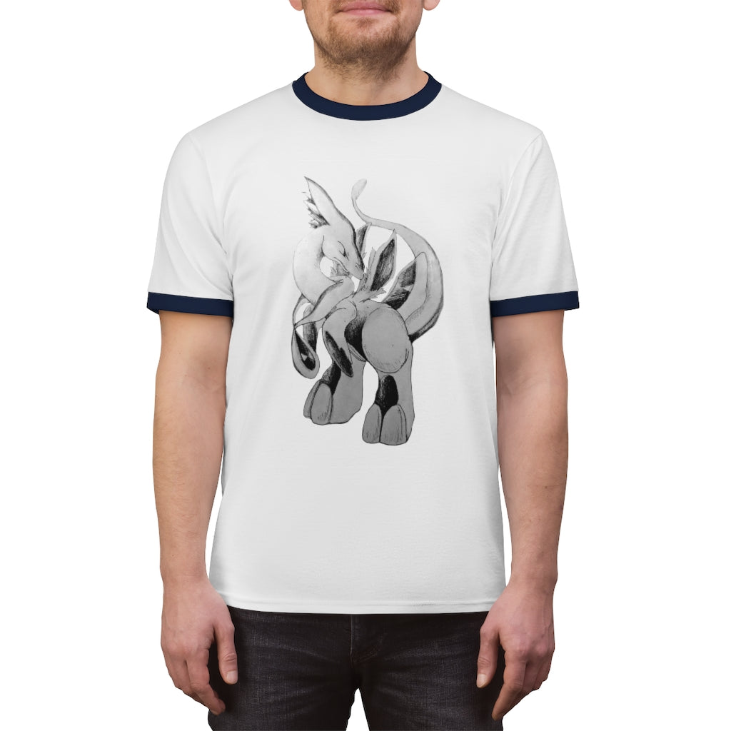 Shimeru Unisex Ringer Tee showcasing its stylish ringer design with contrasting colors, perfect for summer wear.