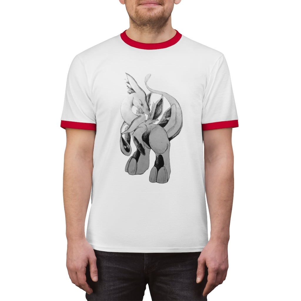 Shimeru Unisex Ringer Tee showcasing its stylish ringer design with contrasting colors, perfect for summer wear.