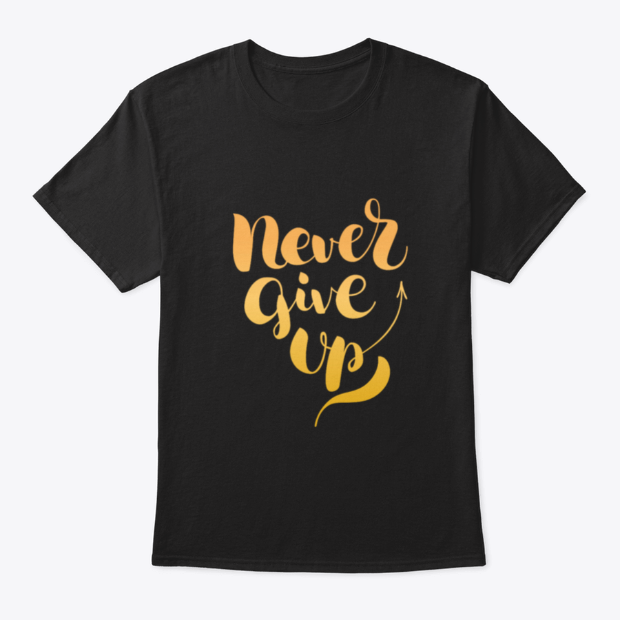 A vibrant isolated vector illustration featuring shiny golden lettering that reads 'Never Give Up', symbolizing motivation and resilience.