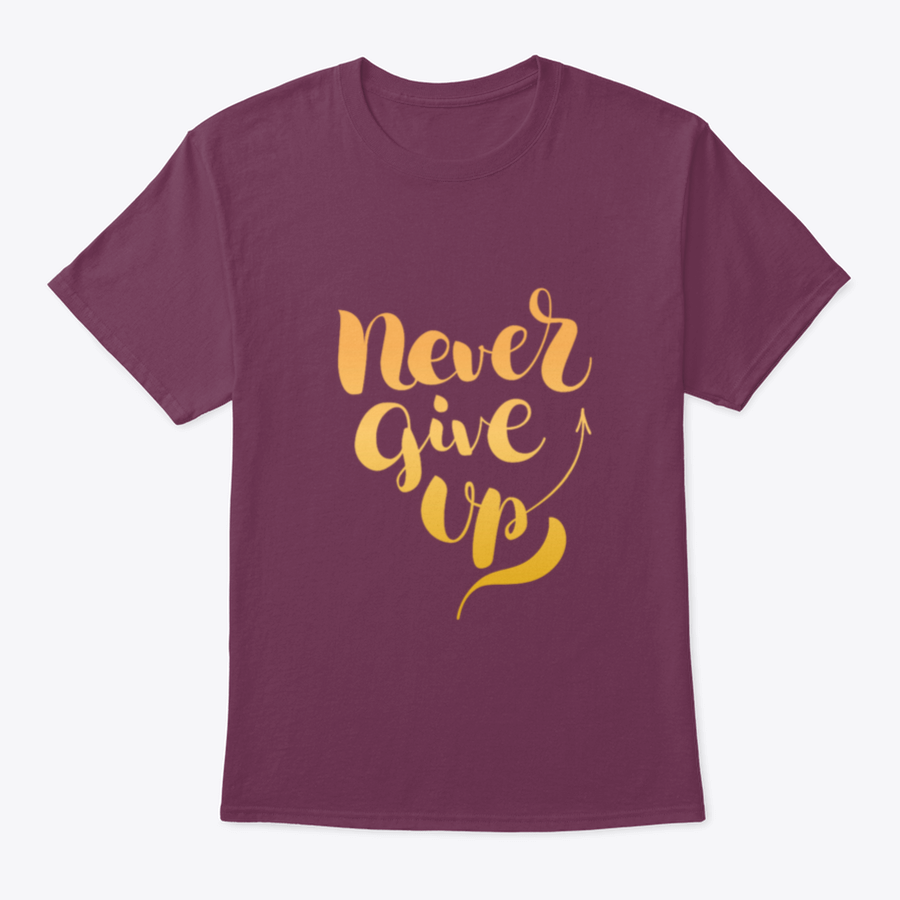 A vibrant isolated vector illustration featuring shiny golden lettering that reads 'Never Give Up', symbolizing motivation and resilience.