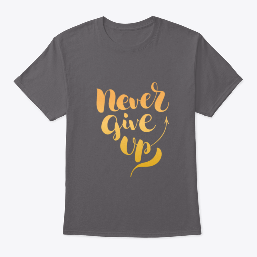 A vibrant isolated vector illustration featuring shiny golden lettering that reads 'Never Give Up', symbolizing motivation and resilience.