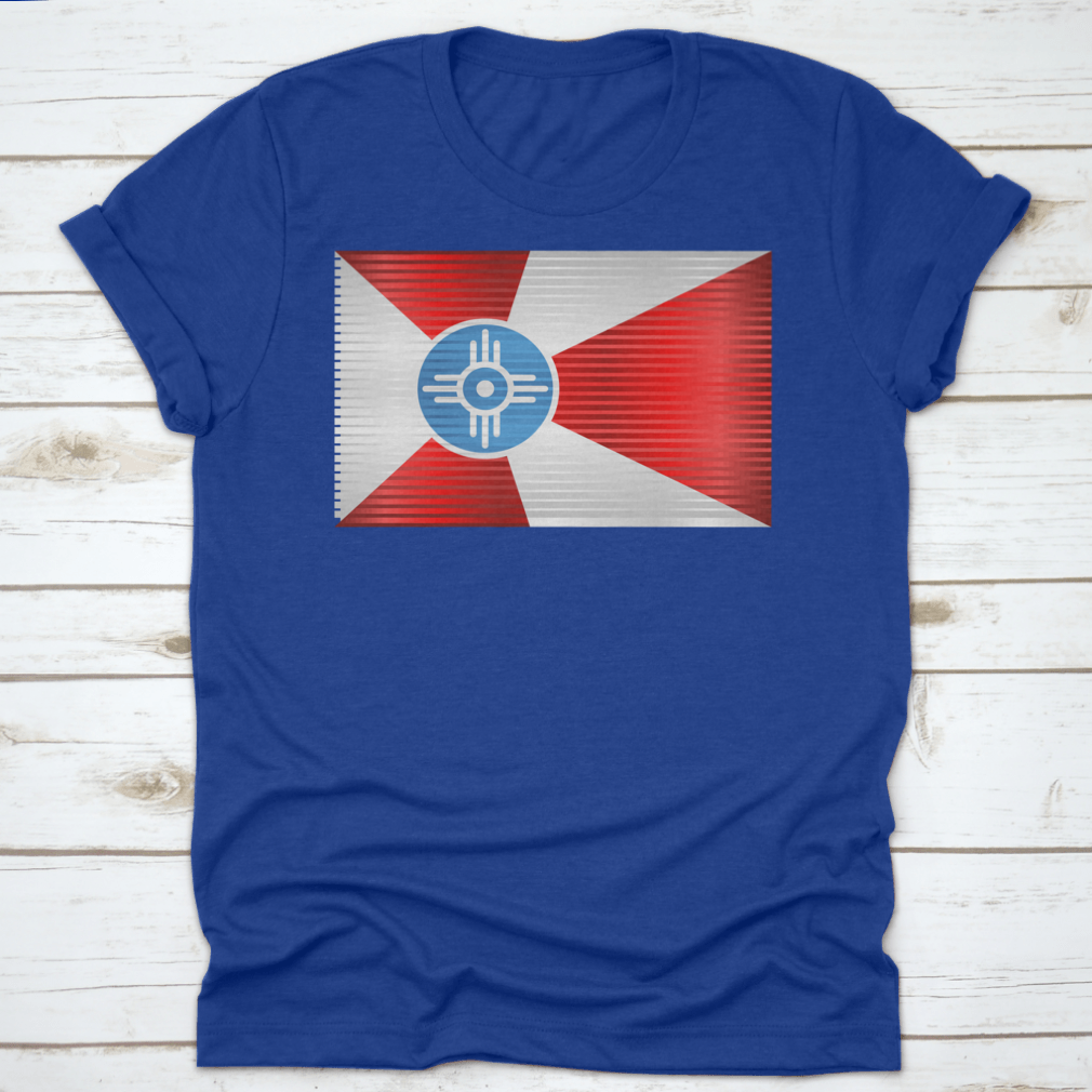 A vibrant Shiny Grunge Flag of Wichita featuring a modern design, made from high-quality cotton fabric.