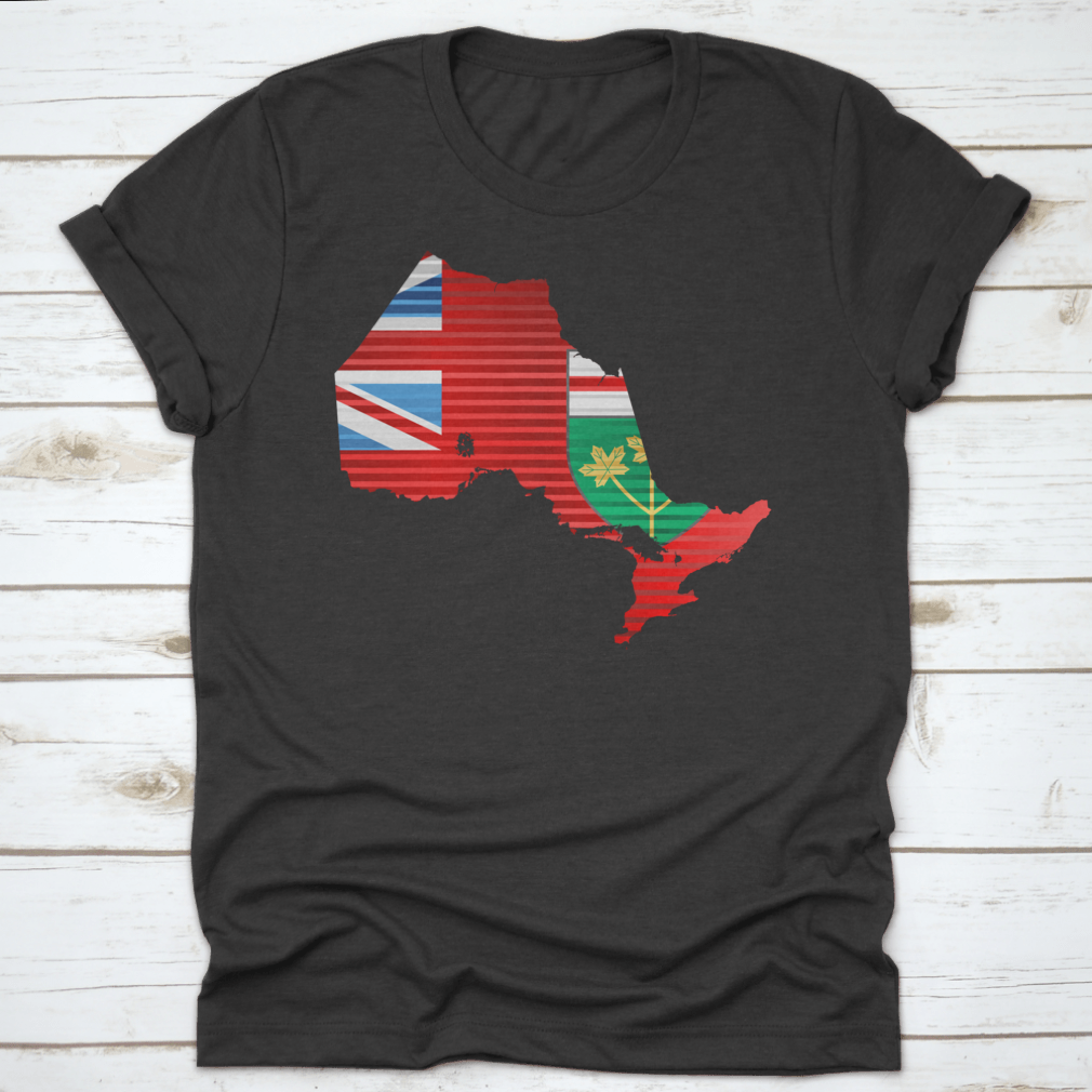 A stylish Shiny Map Of The Ontario Shirt featuring a three-dimensional map design, made from 100% cotton, perfect for casual wear.