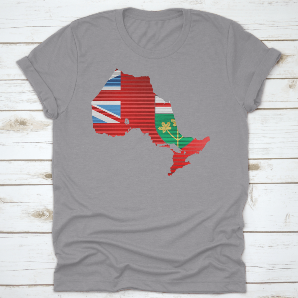 A stylish Shiny Map Of The Ontario Shirt featuring a three-dimensional map design, made from 100% cotton, perfect for casual wear.