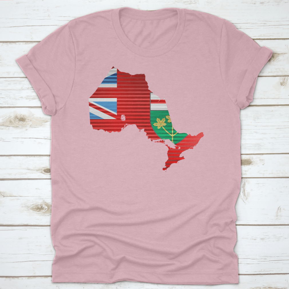 A stylish Shiny Map Of The Ontario Shirt featuring a three-dimensional map design, made from 100% cotton, perfect for casual wear.