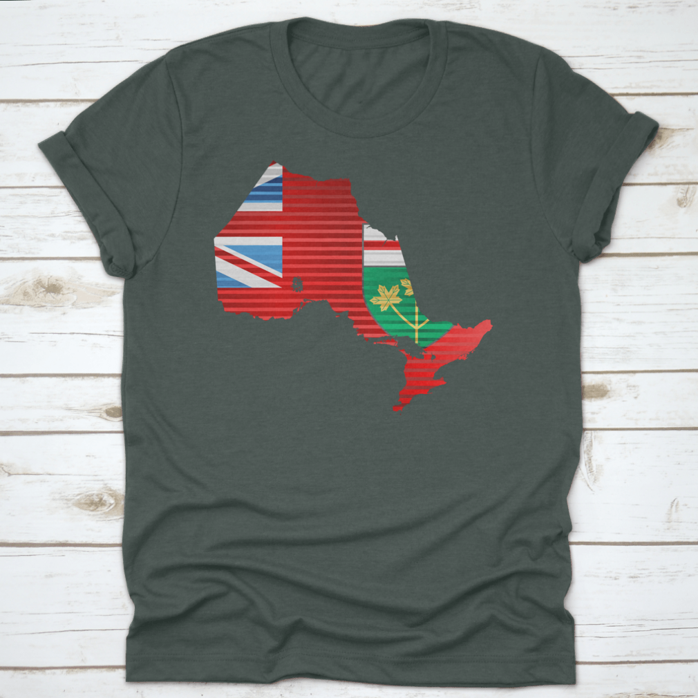 A stylish Shiny Map Of The Ontario Shirt featuring a three-dimensional map design, made from 100% cotton, perfect for casual wear.