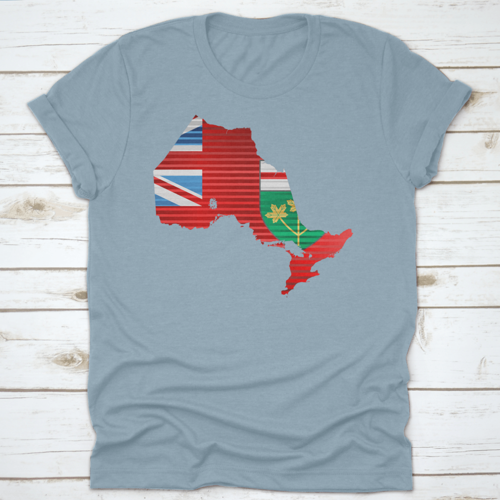 A stylish Shiny Map Of The Ontario Shirt featuring a three-dimensional map design, made from 100% cotton, perfect for casual wear.