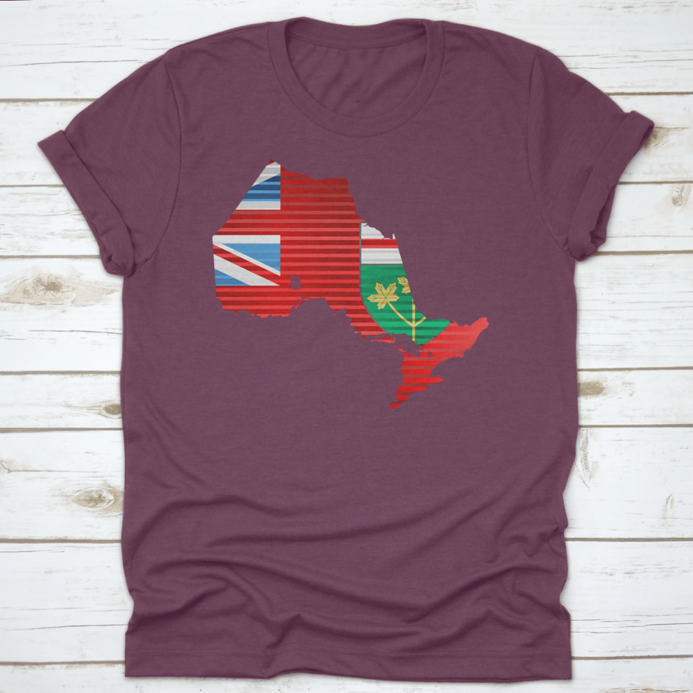 A stylish Shiny Map Of The Ontario Shirt featuring a three-dimensional map design, made from 100% cotton, perfect for casual wear.