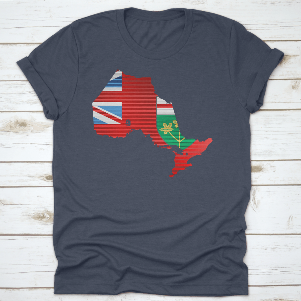 A stylish Shiny Map Of The Ontario Shirt featuring a three-dimensional map design, made from 100% cotton, perfect for casual wear.