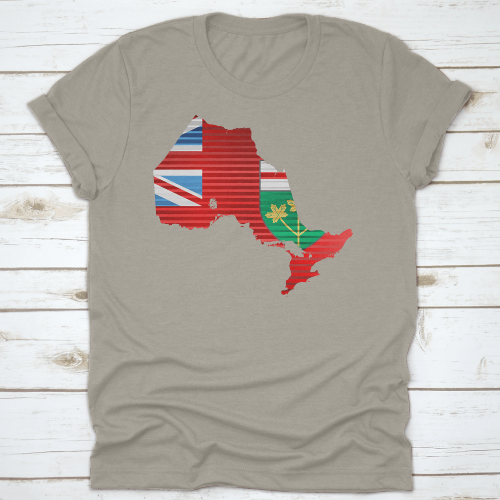 A stylish Shiny Map Of The Ontario Shirt featuring a three-dimensional map design, made from 100% cotton, perfect for casual wear.