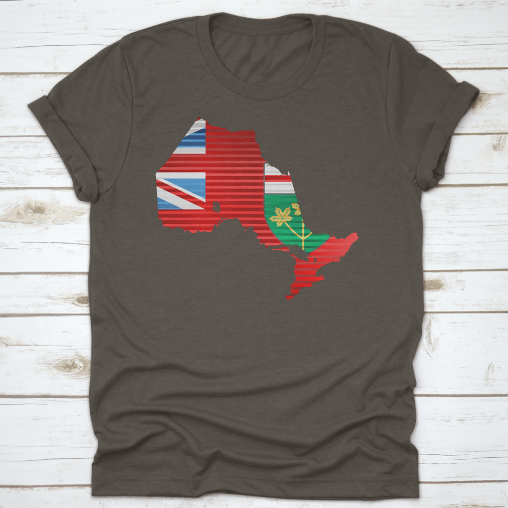 A stylish Shiny Map Of The Ontario Shirt featuring a three-dimensional map design, made from 100% cotton, perfect for casual wear.