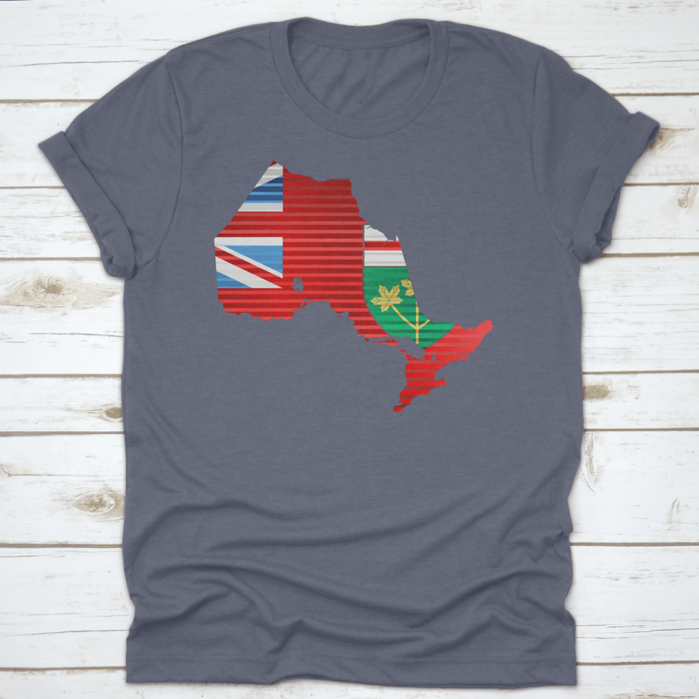 A stylish Shiny Map Of The Ontario Shirt featuring a three-dimensional map design, made from 100% cotton, perfect for casual wear.