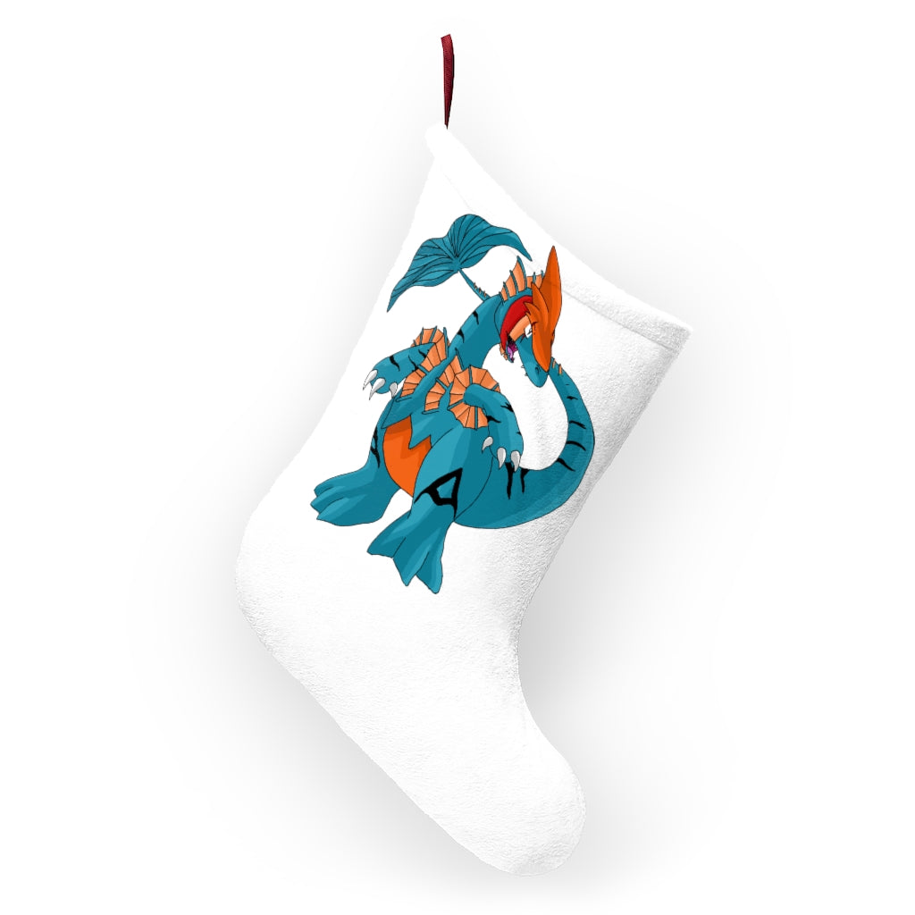 Shirei Christmas Stockings hanging by a fireplace, featuring custom prints and a festive design.