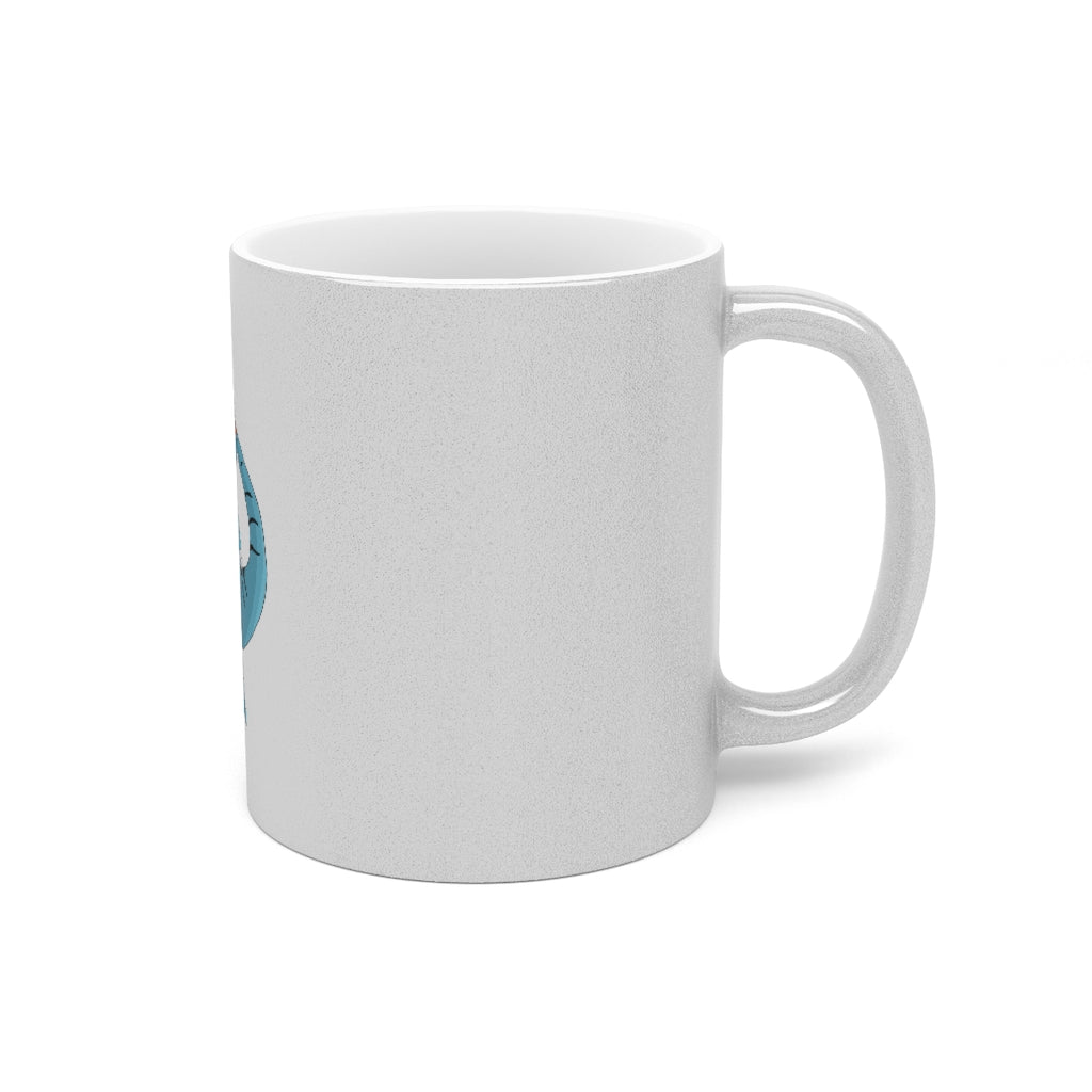 Shirei Metallic Mug in Silver and Gold with customizable design options, showcasing a sleek ceramic finish and comfortable C-handle.