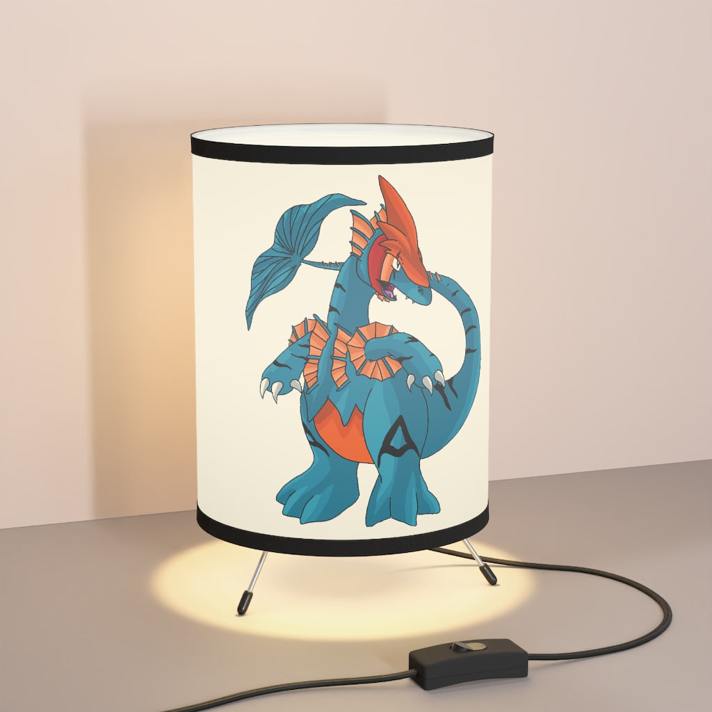 Shirei Tripod Lamp featuring a galvanized steel base and a custom high-resolution printed shade, ideal for modern home decor.