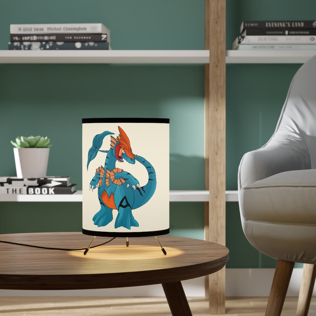 Shirei Tripod Lamp featuring a galvanized steel base and a custom high-resolution printed shade, ideal for modern home decor.