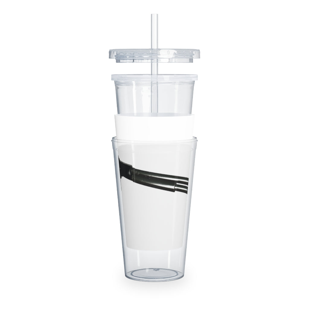 Shotgun Plastic Tumbler with Straw, featuring a customizable design and double wall insulation, perfect for parties and gatherings.