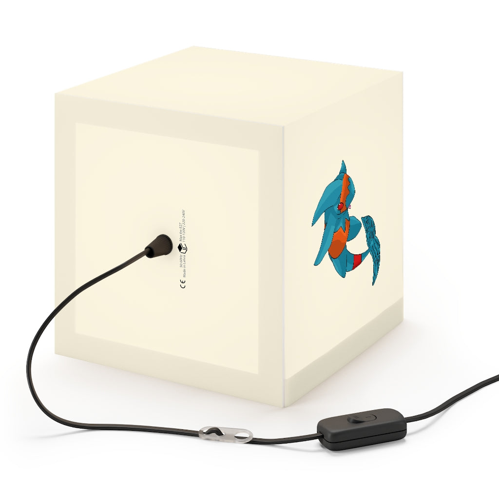 A stylish Shrei Personalized Lamp in a cube shape, showcasing its unique design and soft glow, perfect for home or shop decor.