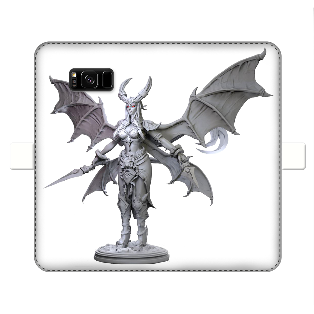 Silvanny Fully Printed Wallet Case showcasing vibrant UV-printed design on white faux leather, with a magnetic closure and black interior.