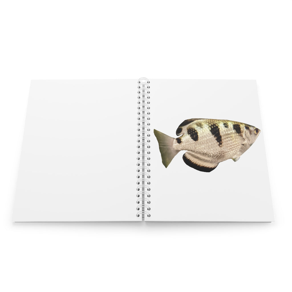 Silver and Black Fish Spiral Notebook with customizable covers and wide-ruled pages, perfect for journaling and note-taking.