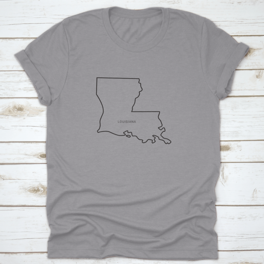 A minimalist line drawing outline of the state of Louisiana, showcasing its unique shape and features.