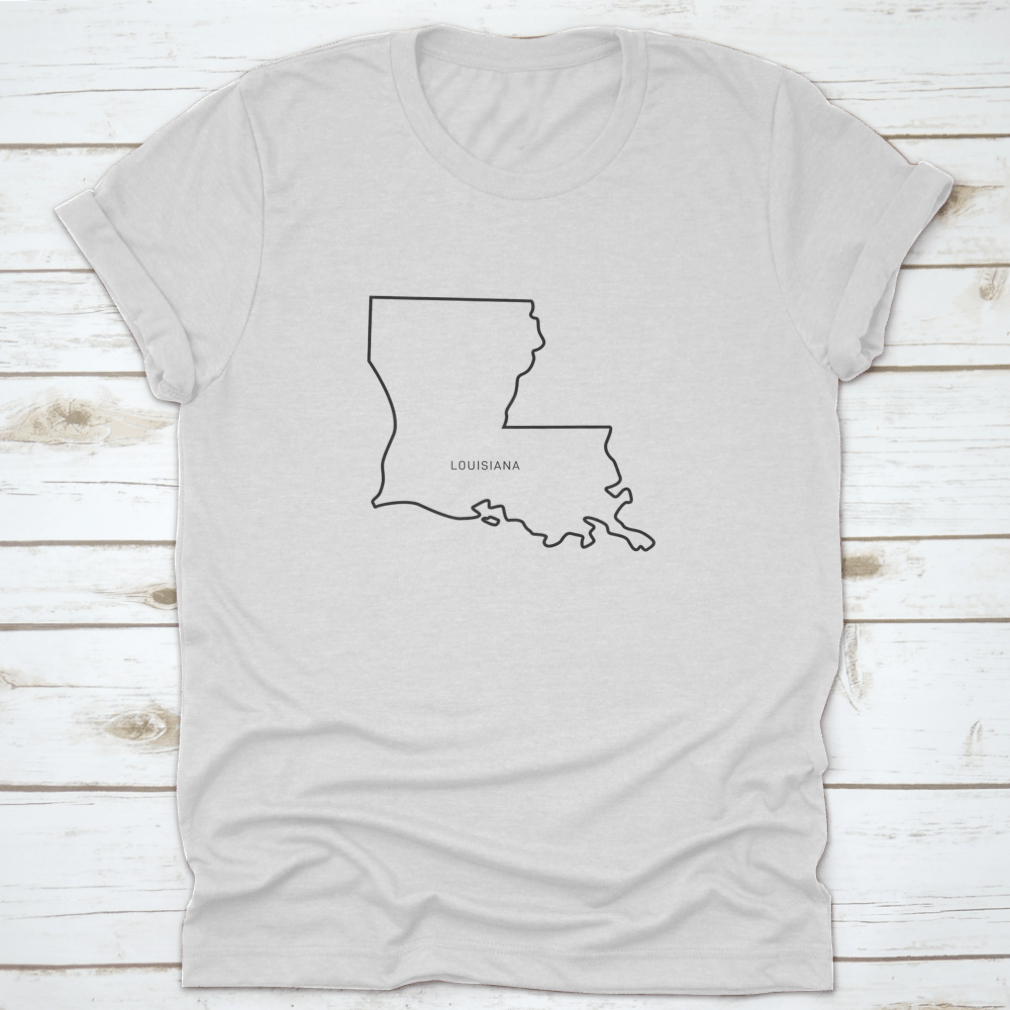A minimalist line drawing outline of the state of Louisiana, showcasing its unique shape and features.
