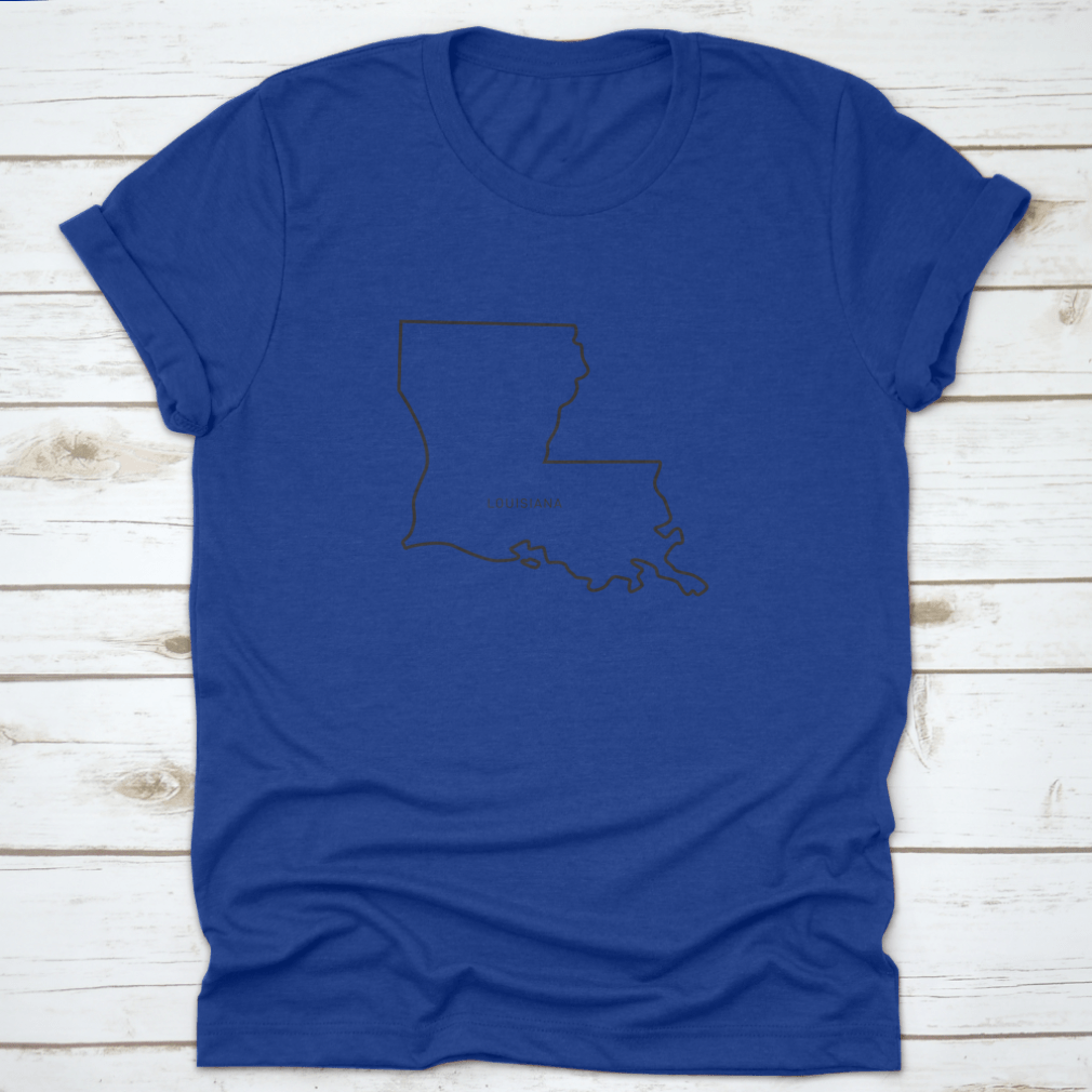 A minimalist line drawing outline of the state of Louisiana, showcasing its unique shape and features.