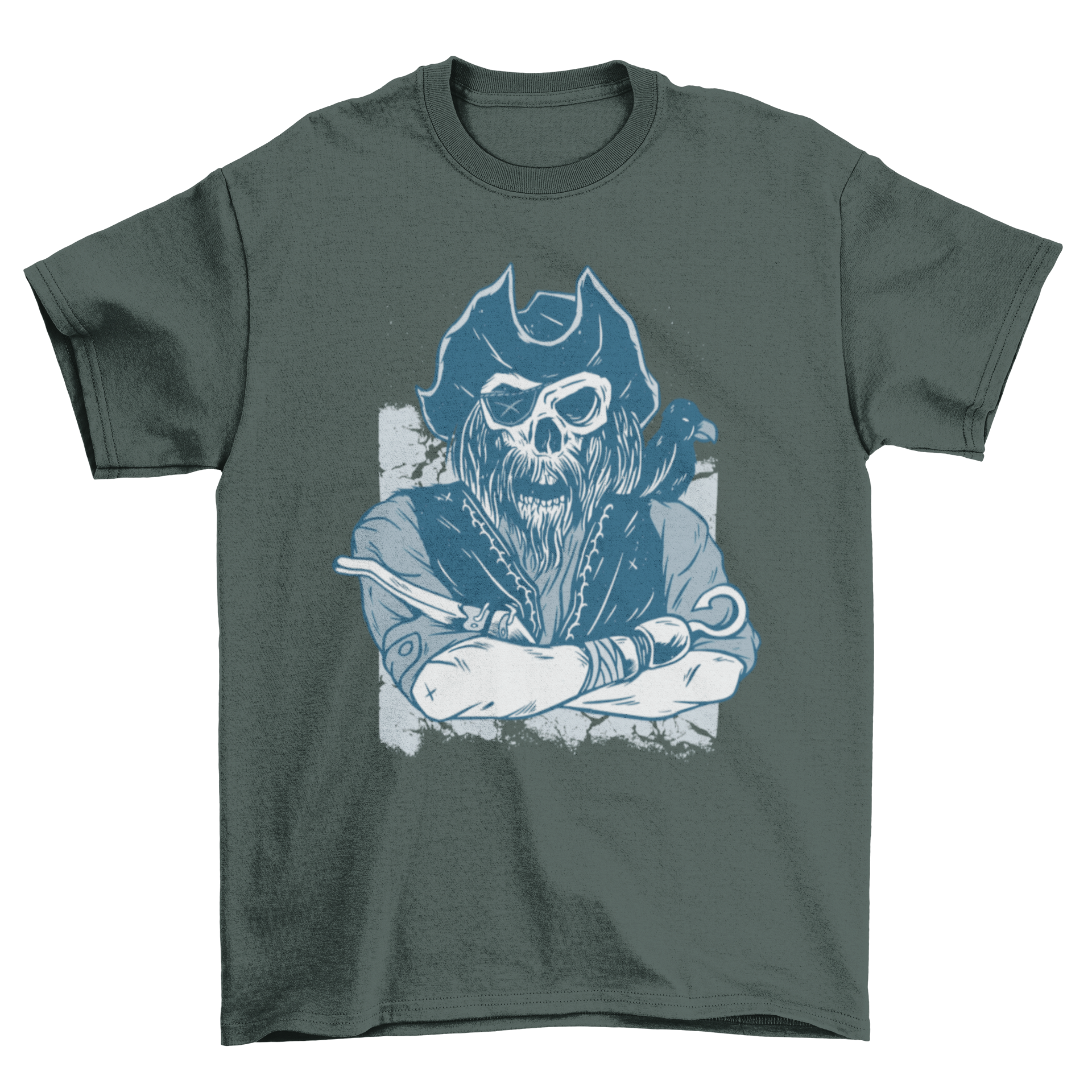 Skeleton pirate t-shirt featuring a detailed illustration of a pirate's skeleton, perfect for casual wear and themed events.