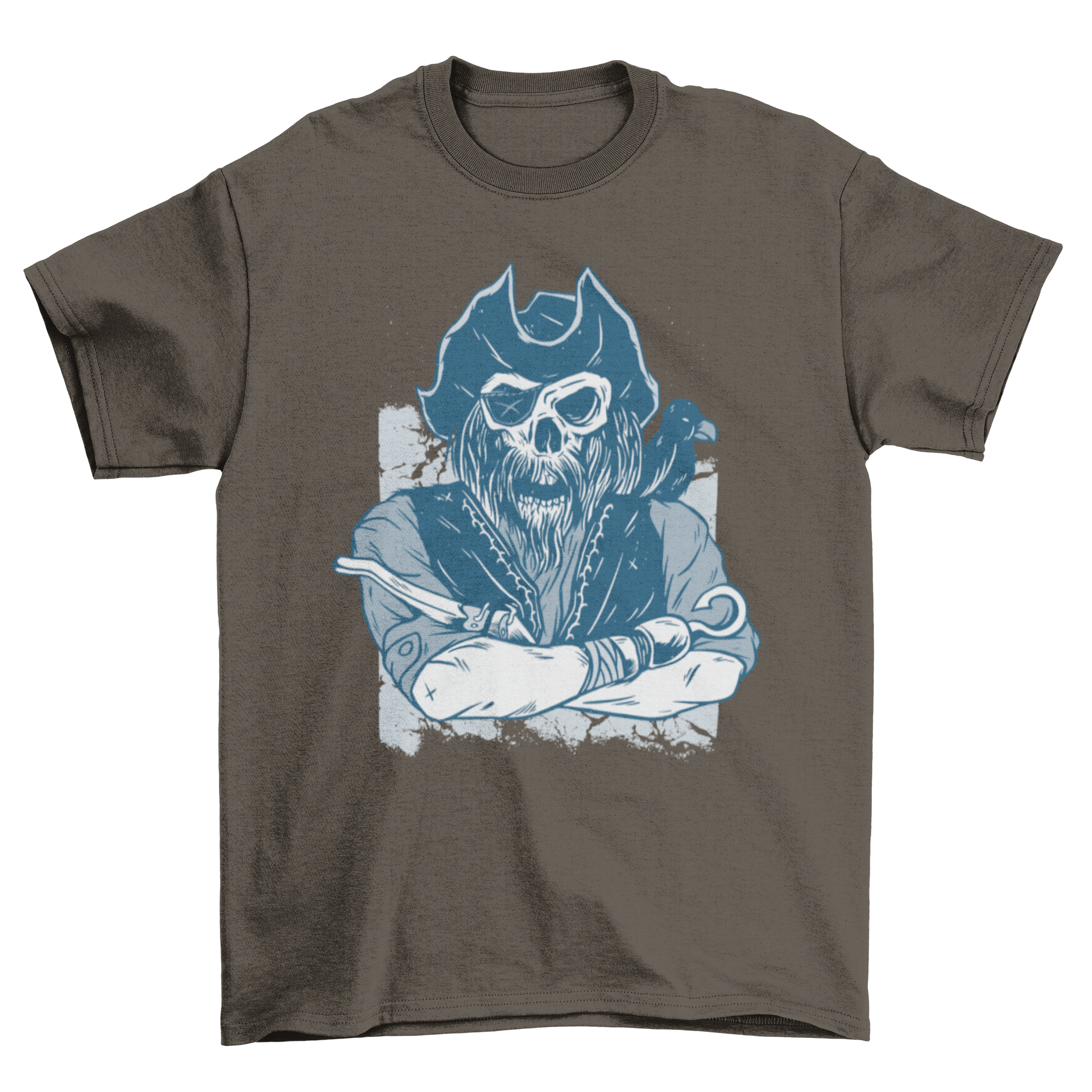 Skeleton pirate t-shirt featuring a detailed illustration of a pirate's skeleton, perfect for casual wear and themed events.