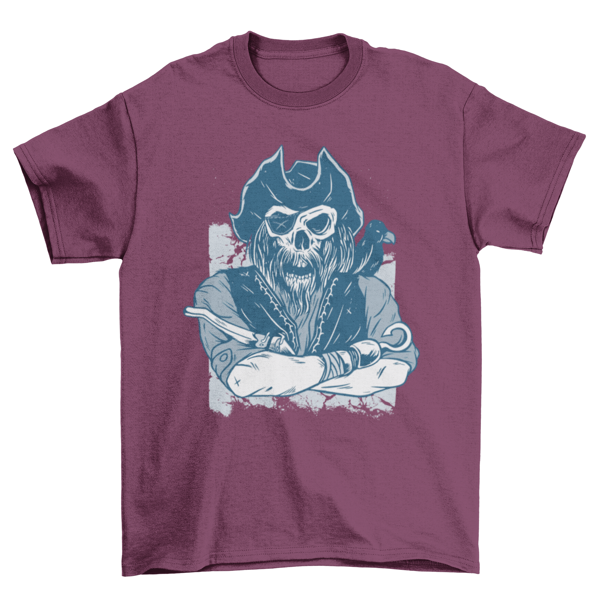 Skeleton pirate t-shirt featuring a detailed illustration of a pirate's skeleton, perfect for casual wear and themed events.