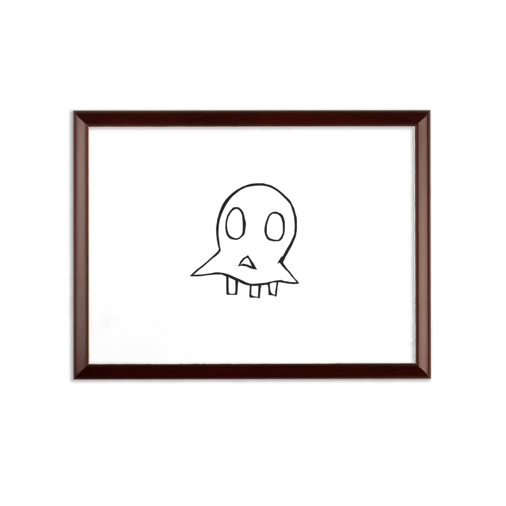 Skeleton Sublimation Wall Plaque with brown wooden frame and white printable surface, showcasing customizable design.