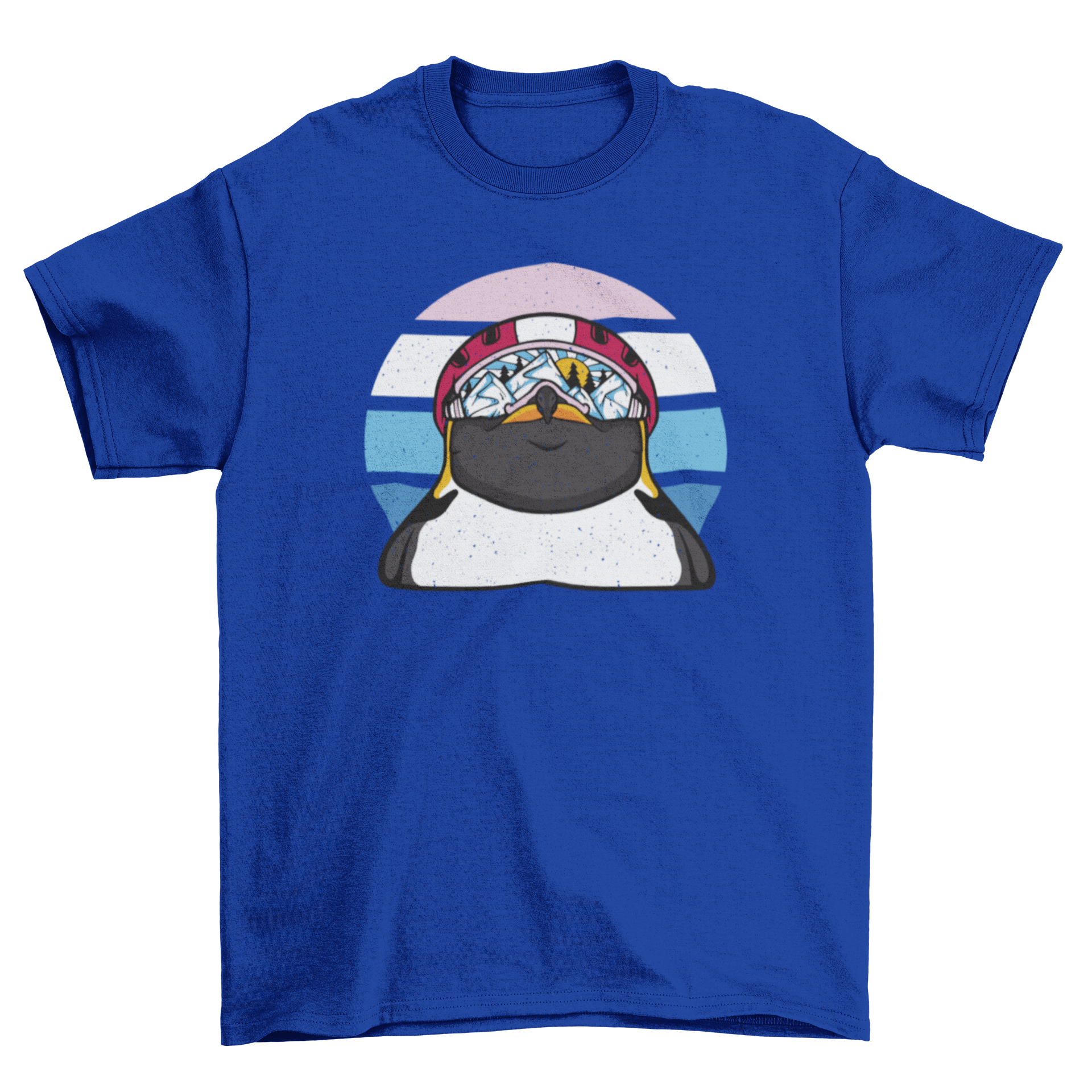 A stylish Ski Penguin T-shirt featuring a cute penguin dressed in ski attire, perfect for winter enthusiasts.