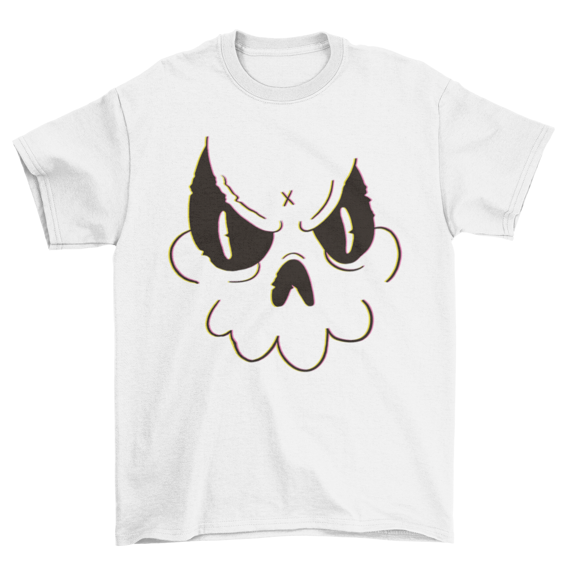 A stylish Skull Doodle T-shirt featuring a playful cartoon skull face doodle, perfect for casual wear.