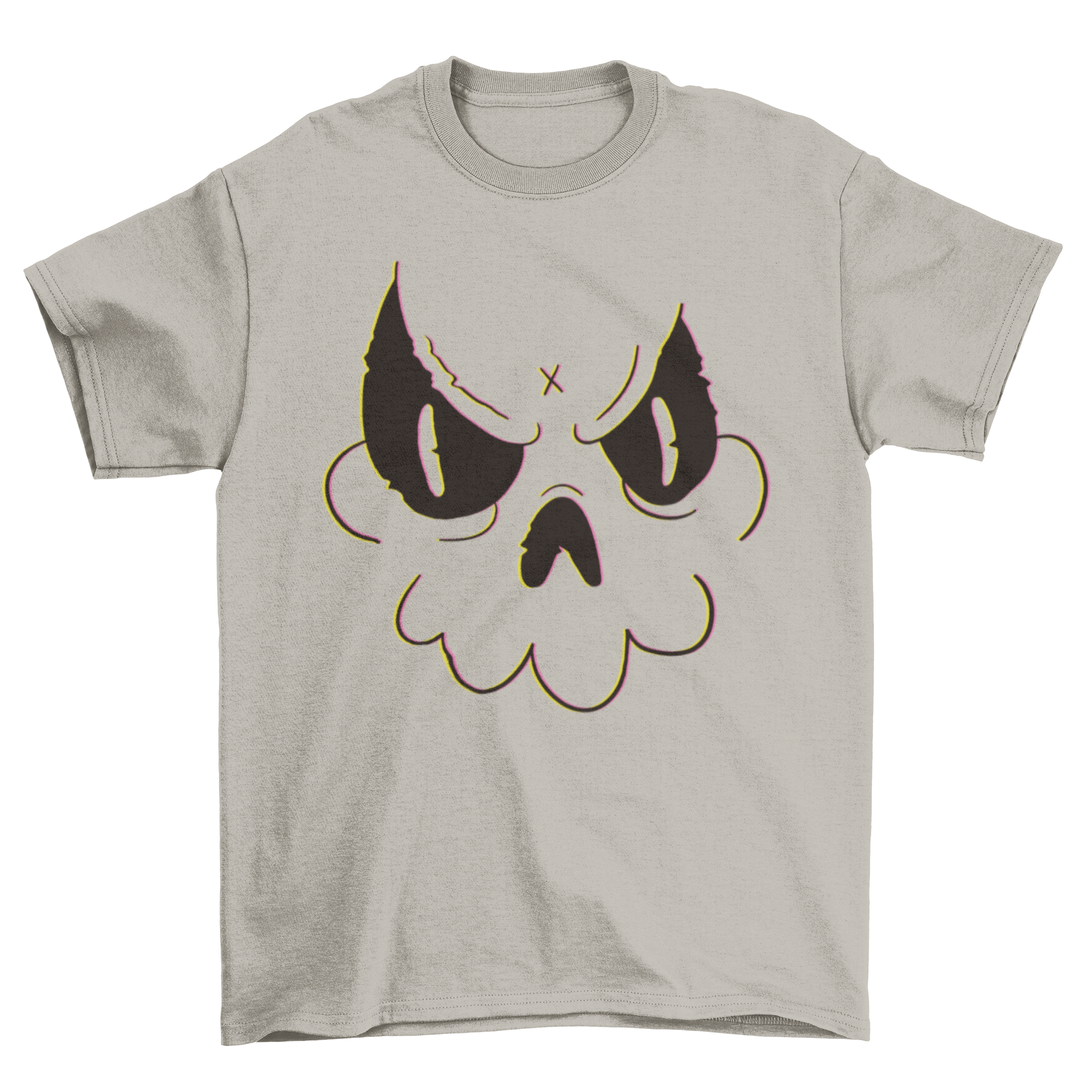 A stylish Skull Doodle T-shirt featuring a playful cartoon skull face doodle, perfect for casual wear.