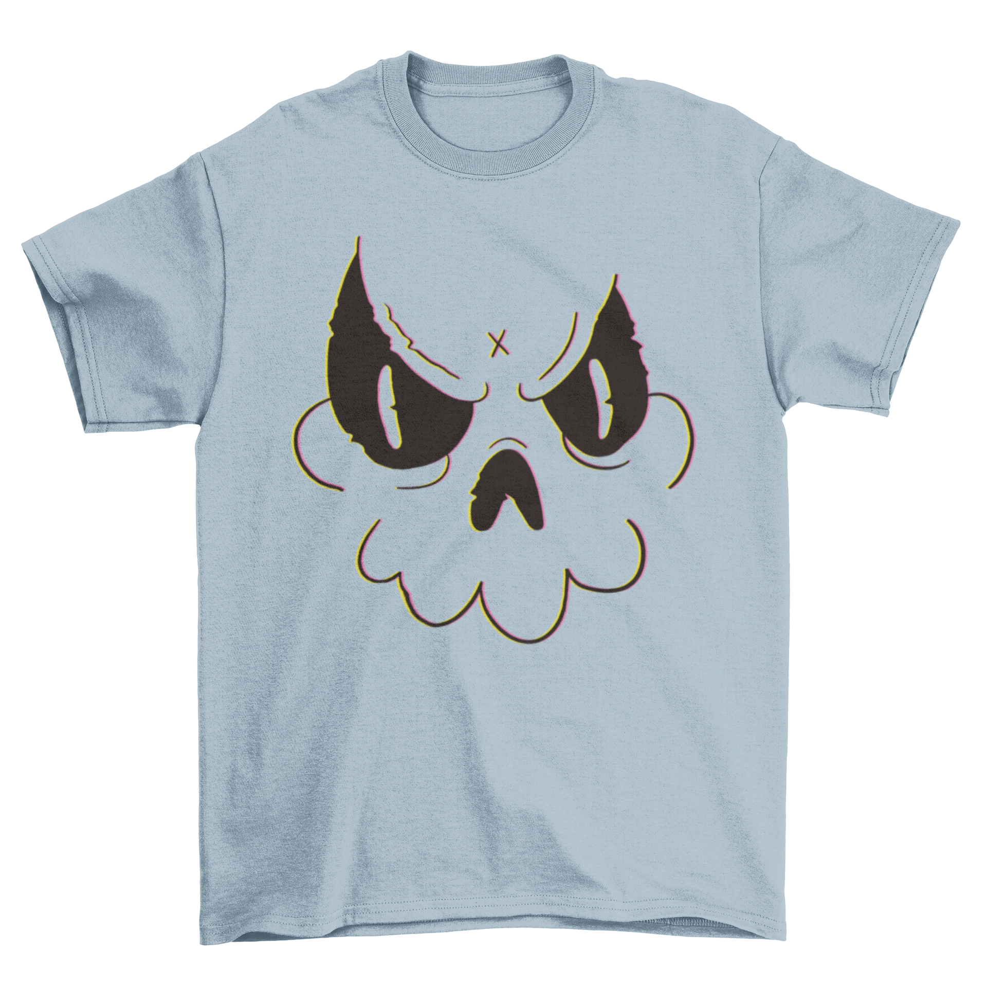 A stylish Skull Doodle T-shirt featuring a playful cartoon skull face doodle, perfect for casual wear.