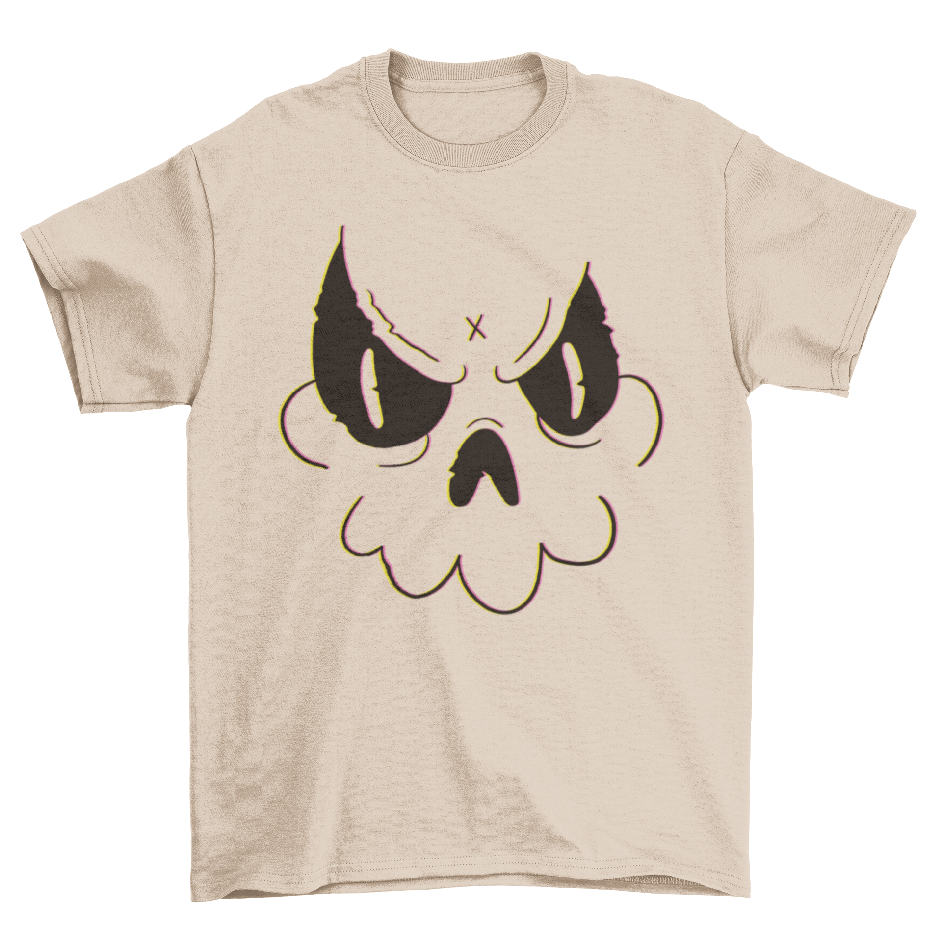 A stylish Skull Doodle T-shirt featuring a playful cartoon skull face doodle, perfect for casual wear.