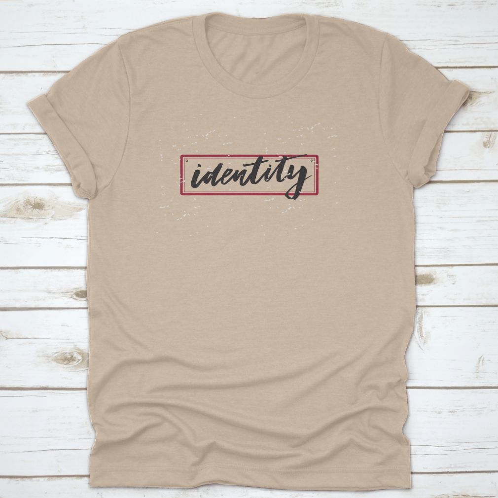 A stylish graphic print featuring a unique slogan identity phrase, showcasing vibrant lettering on a comfortable cotton fabric.