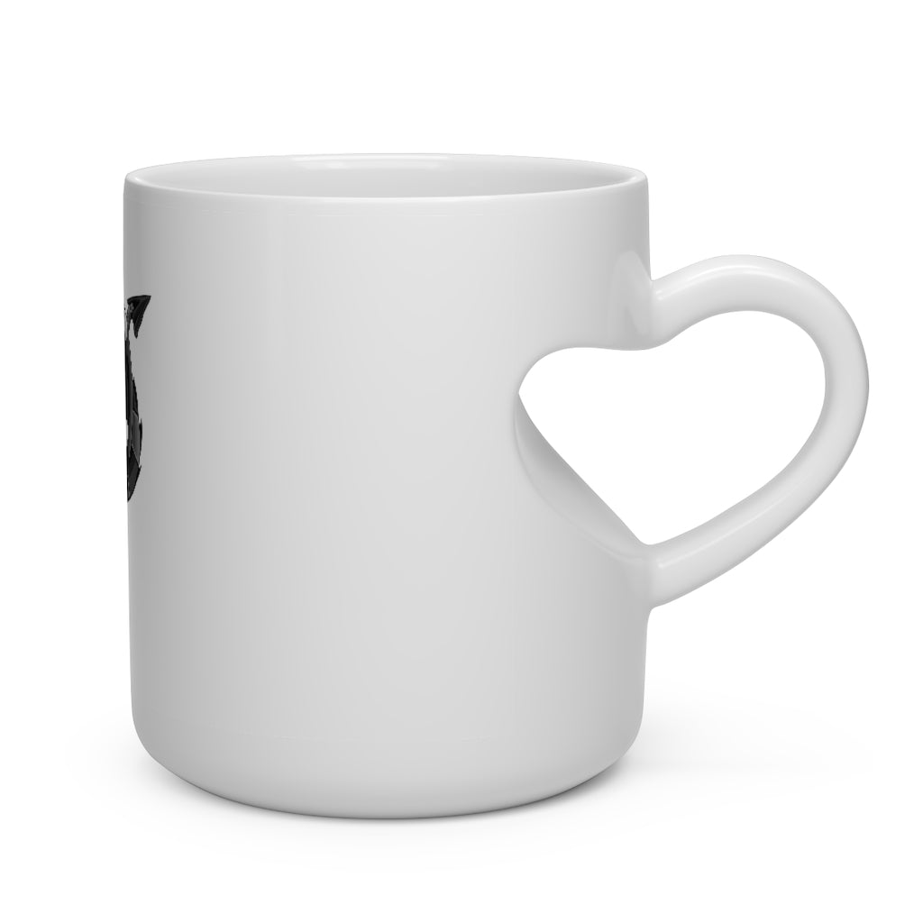 Snafibat Heart Shape Mug, white ceramic with a heart-shaped handle, perfect for hot beverages.