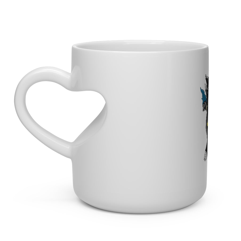 Snafibat Heart Shape Mug, white ceramic with a heart-shaped handle, perfect for hot beverages.