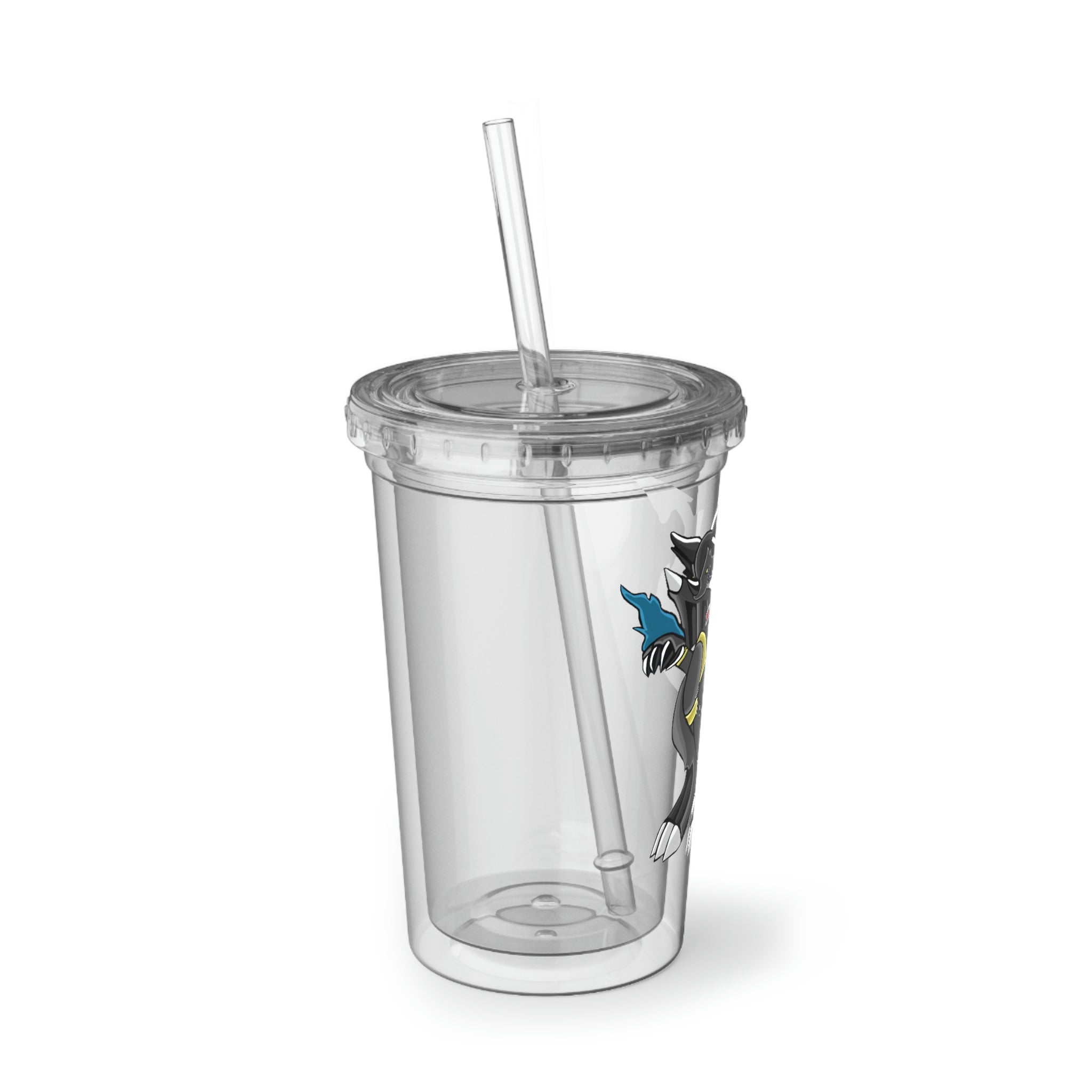 Snafibat Suave Acrylic Cup with vibrant artwork, double-wall insulation, and a straw, perfect for hot and cold beverages.