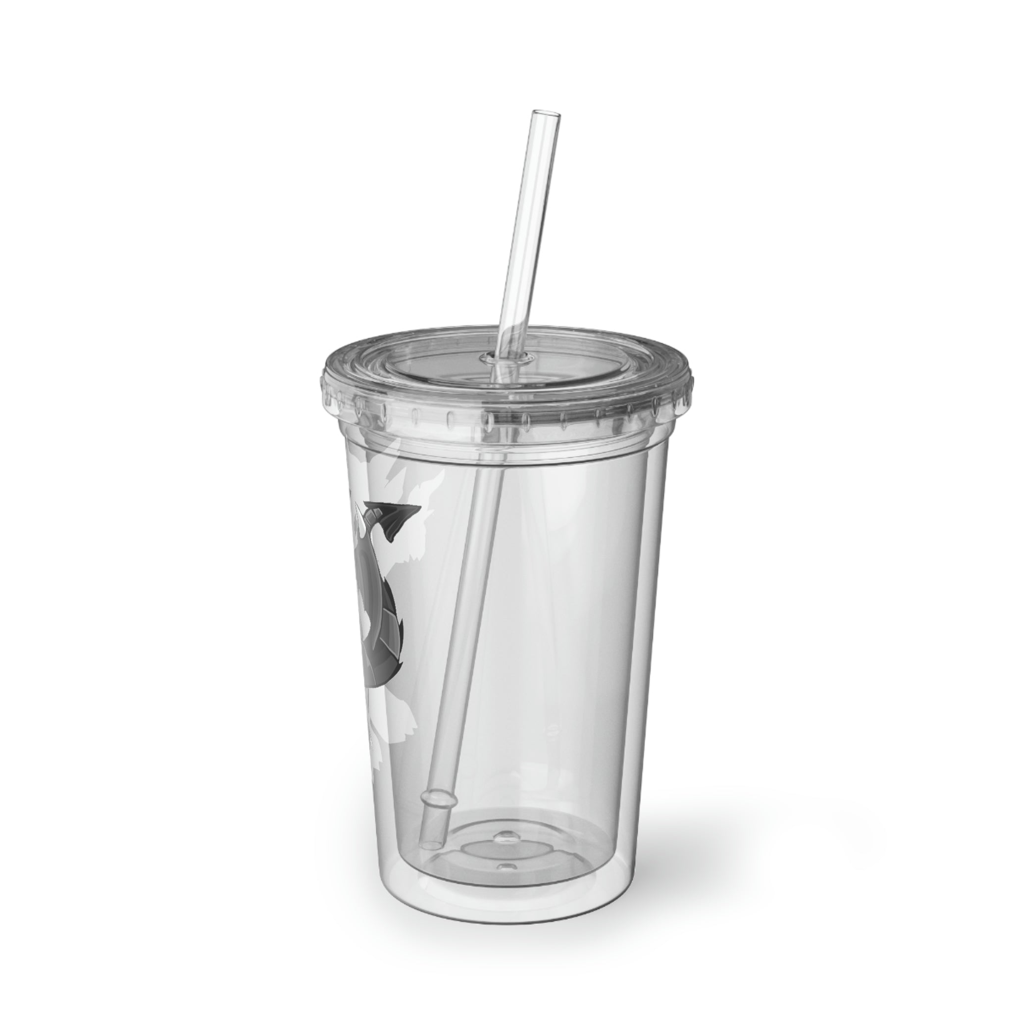Snafibat Suave Acrylic Cup with vibrant artwork, double-wall insulation, and a straw, perfect for hot and cold beverages.