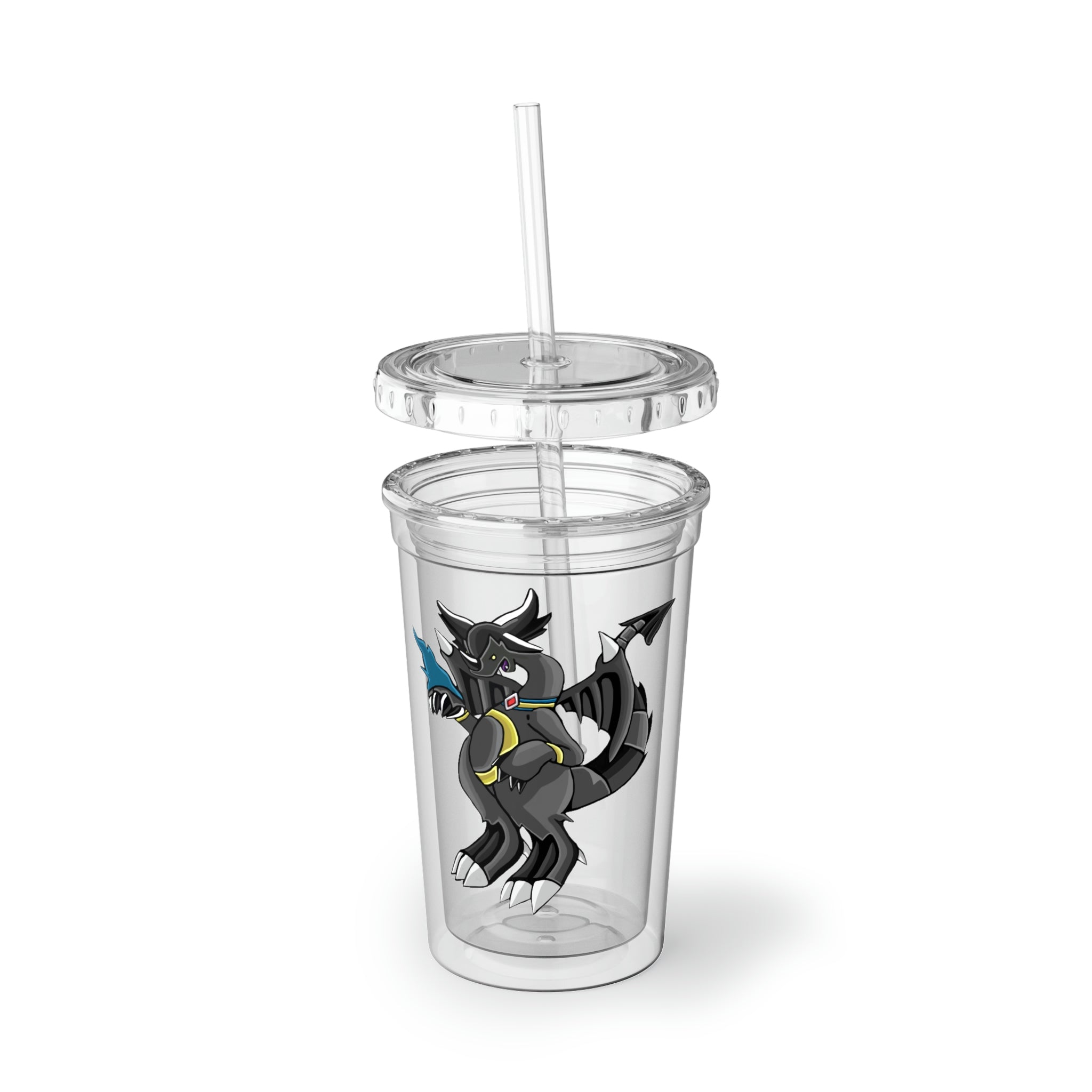 Snafibat Suave Acrylic Cup with vibrant artwork, double-wall insulation, and a straw, perfect for hot and cold beverages.