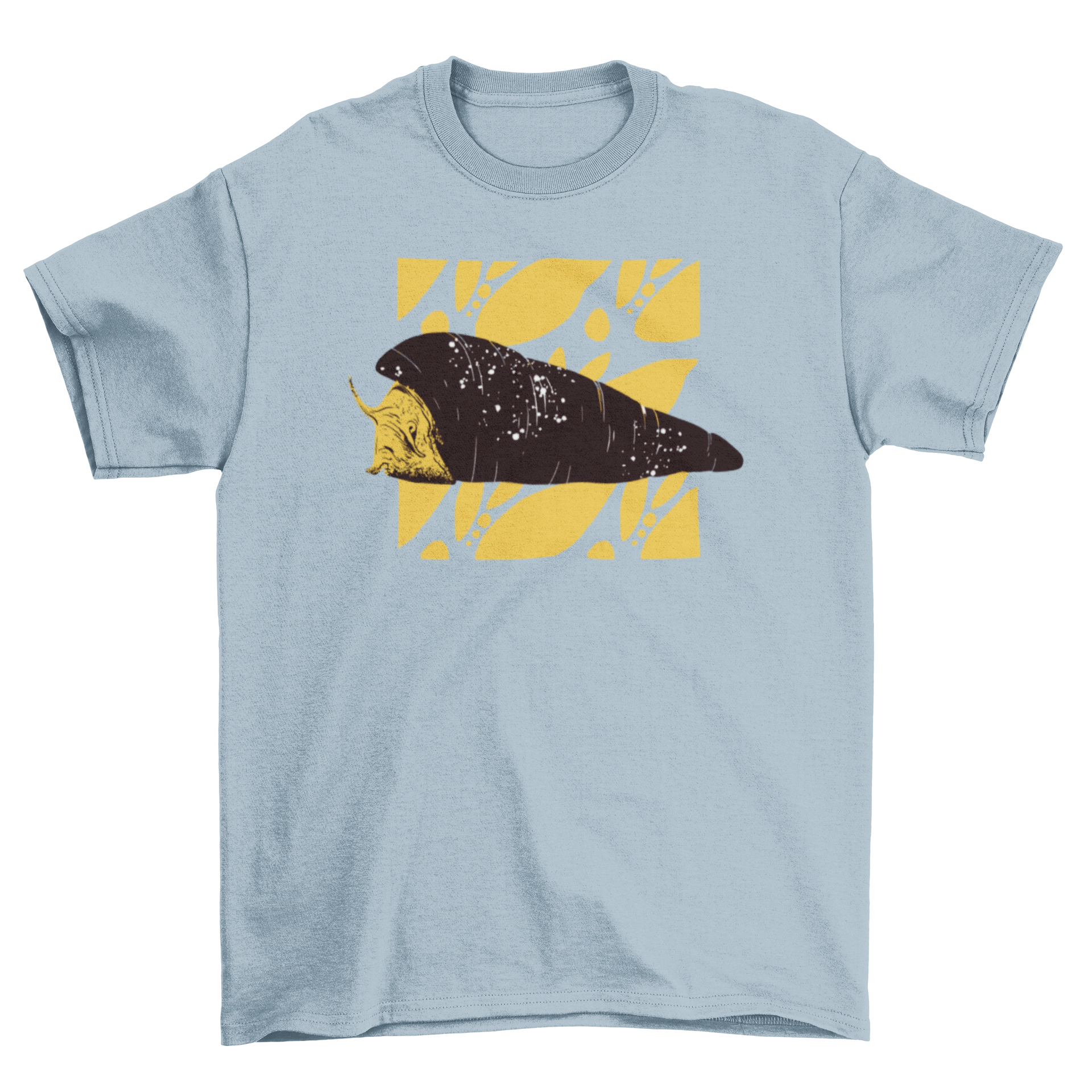 A stylish t-shirt featuring a colorful tylomelania snail design, perfect for nature enthusiasts.
