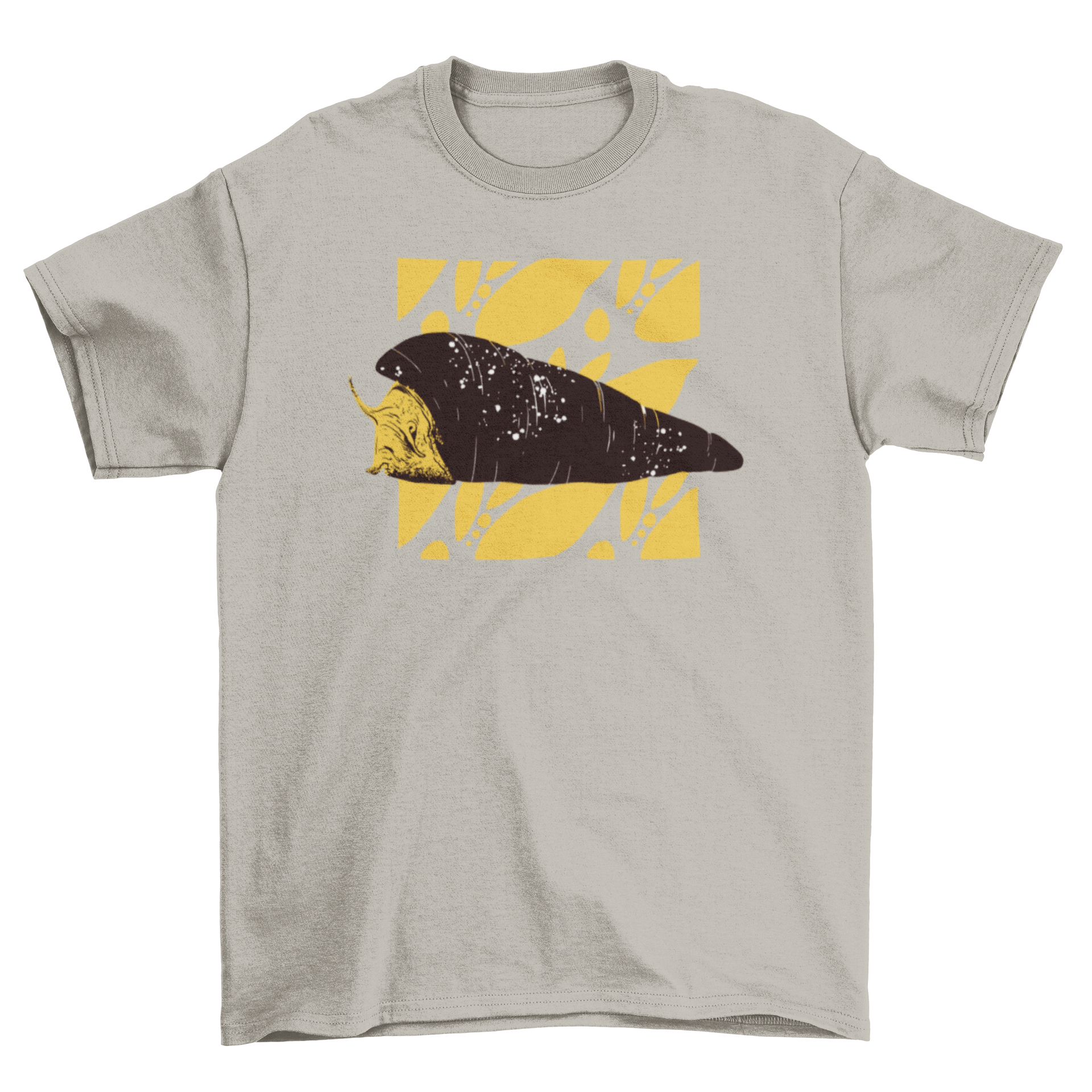 A stylish t-shirt featuring a colorful tylomelania snail design, perfect for nature enthusiasts.